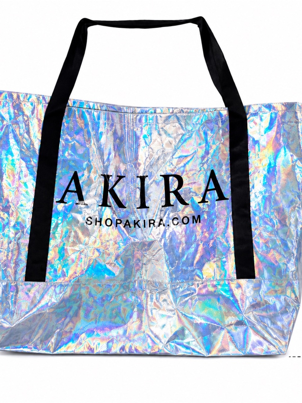 AKIRA Holographic Iridescent Oversized Shopping Tote Bag 28” Wide